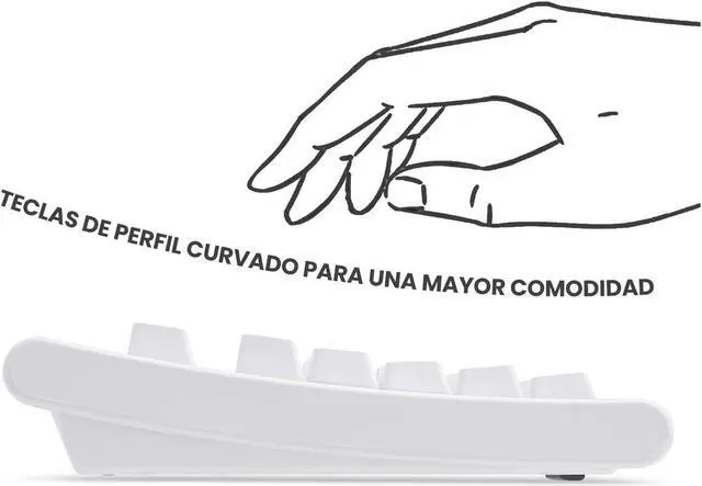 Alt view image 3 of 5 - Perixx PERIBOARD-106 USB Keyboard - High Performance - High Curved Keys - Full-Size with Numeric Keyboard - Black - QWERTY Spanish