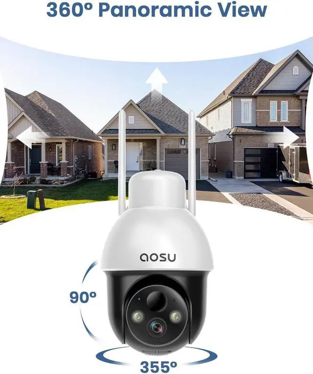 Alt view image 2 of 5 - AOSU 2K Security Camera Indoor Solar Camera Security Outdoor