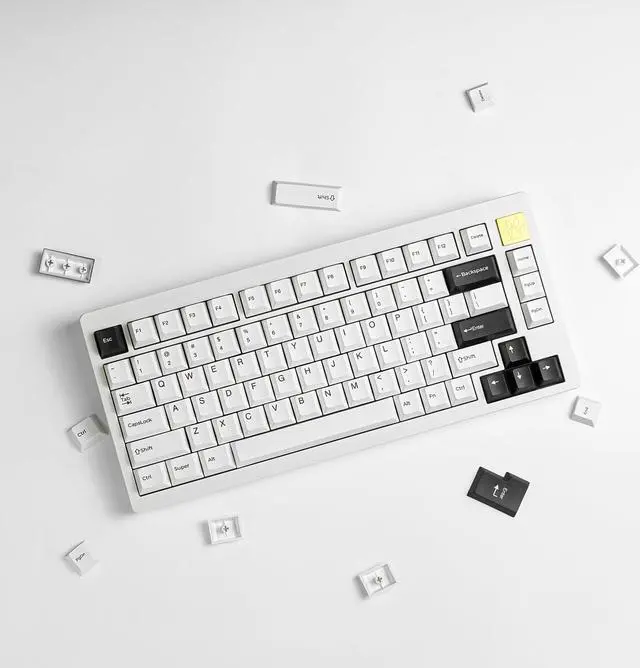 Alt view image 3 of 5 - Generic Arctic Keycaps 145 Keys, PBT Custom Keycap Set, Minimalist Style White on Black Cherry Profile Keyboard Keycaps for 61/64/87/104/108 Cherry Mx Switches Mechanical Keyboard (White)