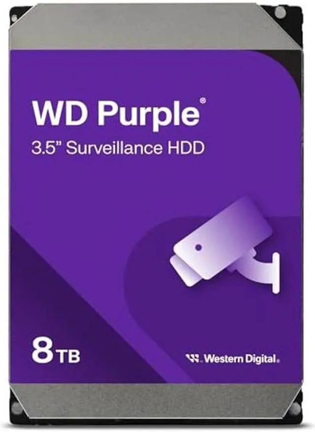 Main image of Western Digital 8TB WD Purple Surveillance Internal Hard Drive HDD - SATA 6 Gb/s, 256 MB Cache, 3.5" - WD85PURZ