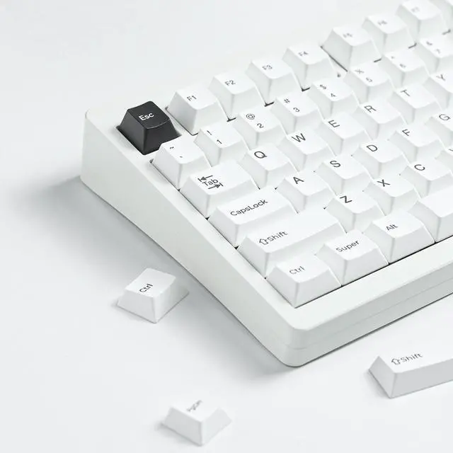Alt view image 4 of 5 - Generic Arctic Keycaps 145 Keys, PBT Custom Keycap Set, Minimalist Style White on Black Cherry Profile Keyboard Keycaps for 61/64/87/104/108 Cherry Mx Switches Mechanical Keyboard (White)