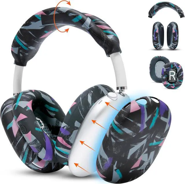 Main image of WC Sweatz, Shellz, and Bandz Protective Covers Bundle for Airpods Max Headphones by Wicked Cushions | 90's Black