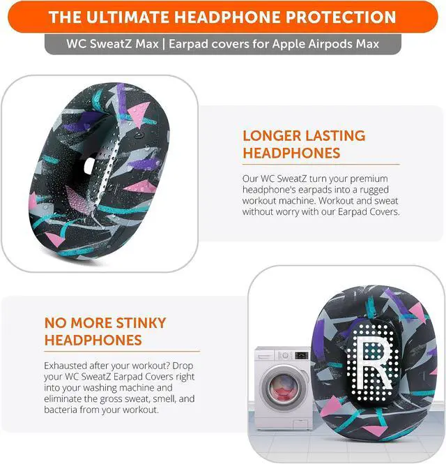 Alt view image 4 of 5 - WC Sweatz, Shellz, and Bandz Protective Covers Bundle for Airpods Max Headphones by Wicked Cushions | 90's Black
