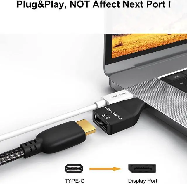 Alt view image 2 of 5 - CableCreation Mini-Size USB C to DisplayPort Adapter 4K@60Hz Bundle with USB-C to DisplayPort Converter 8K@60Hz HDR, Compatible for MacBook/Pro/Air, iPad Pro 2020, Galaxy S21/ S20, LG V30