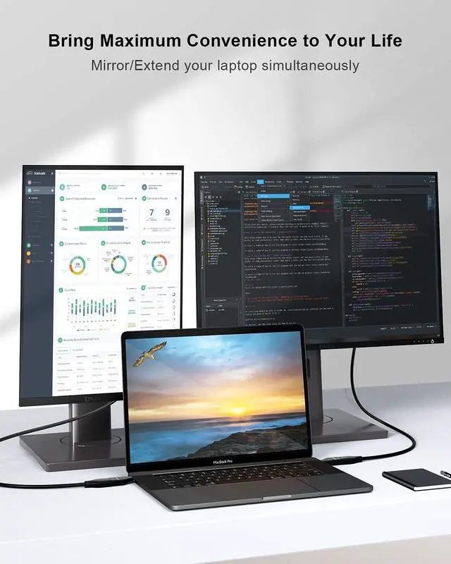 Alt view image 3 of 5 - CableCreation Mini-Size USB C to DisplayPort Adapter 4K@60Hz Bundle with USB-C to DisplayPort Converter 8K@60Hz HDR, Compatible for MacBook/Pro/Air, iPad Pro 2020, Galaxy S21/ S20, LG V30