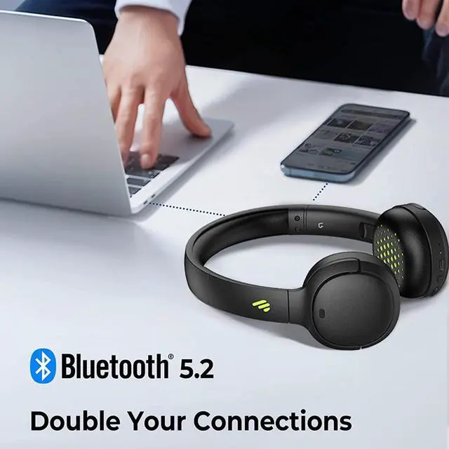 Alt view image 4 of 5 - Edifier WH500 Wireless On-Ear Headphones with Foldable Lightweight Design and Solid Bass, Bluetooth Headset with Microphone, 40H Music Playtime and Custom EQ via App for Home Office Travel (Black)
