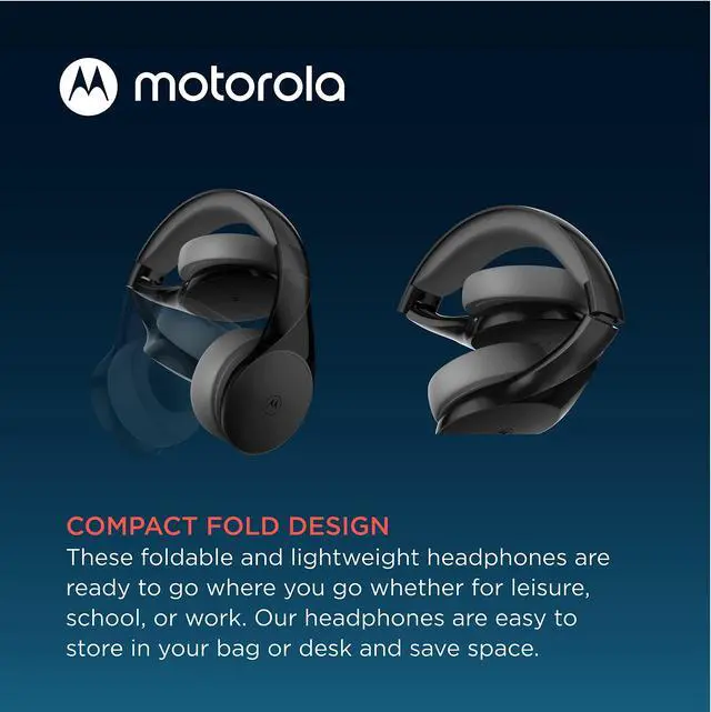 Alt view image 3 of 5 - Motorola Bluetooth Wireless Headphones with Microphone, Moto XT500+ Over-Ear Headphones in-Line Control for Calls - Foldable Head Phones, Adjustable Headband, Clear Sound - Black