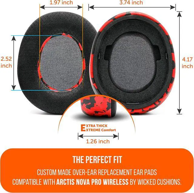 Alt view image 3 of 5 - WC Freeze Nova Pro Wireless - Cooling Gel Earpads for Arctis Nova Pro Wireless ONLY (Doesnt Fit Other Models), Made by Wicked Cushions, Improved Durability, Thickness & Sound Isolation | Red Camo