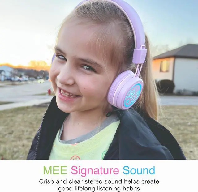 Alt view image 5 of 5 - MEE audio KidJamz KJ55 Safe Listening USB-C Headphones for Children with Multicolor LED Lights, Volume Limiter, & Mic; On-Ear Wired Headset for iPhone 16, iPad, & USB Type C Devices (Lavender)