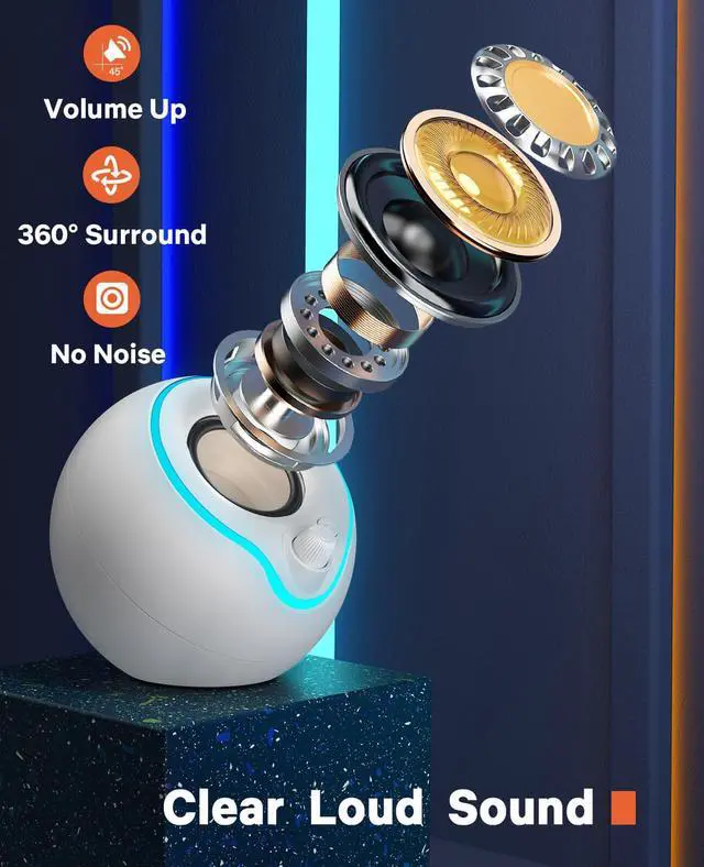 Alt view image 2 of 5 - LENRUE Computer Speakers, PC Speakers with Colorful Lights Button, Volume Knob, 45 ° Tilt, Loud Sound, AUX and USB Powered for PC Desktop Monitor Laptop