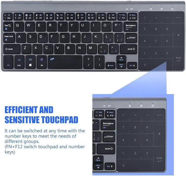 Alt view image 2 of 5 - 2.4Ghz Mini Wireless Keyboard with Touchpad Numeric Keypad Portable Ultrathin Remote Keyboard Mouse Combo