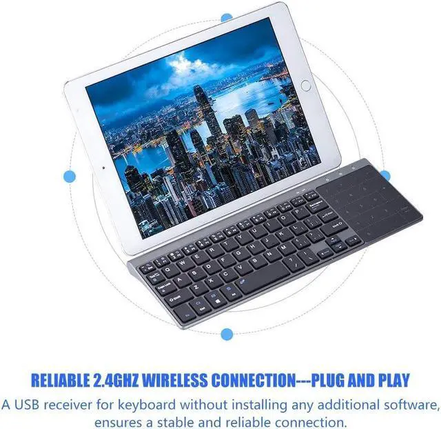 Alt view image 3 of 5 - 2.4Ghz Mini Wireless Keyboard with Touchpad Numeric Keypad Portable Ultrathin Remote Keyboard Mouse Combo
