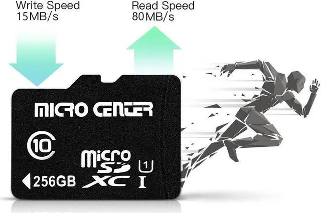 Alt view image 3 of 5 - INLAND Micro Center 256GB Class 10 MicroSDXC Flash Memory Card with Adapter for Mobile Device Storage Phone, Tablet, Drone & Full HD Video Recording - 80MB/s UHS-I, C10, U1 (1 Pack)