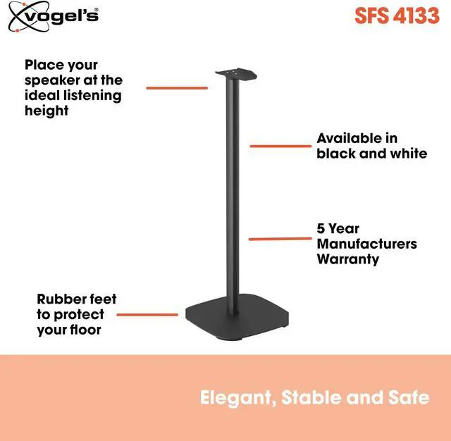 Alt view image 3 of 5 - Vogel's SFS 4133 Speaker Floor Stand for Sonos ERA 300, Cable Inlay System, Height: 32,3 inch (82 cm), Max. 11 lbs (5 kg), Black, 1 Floor Stand