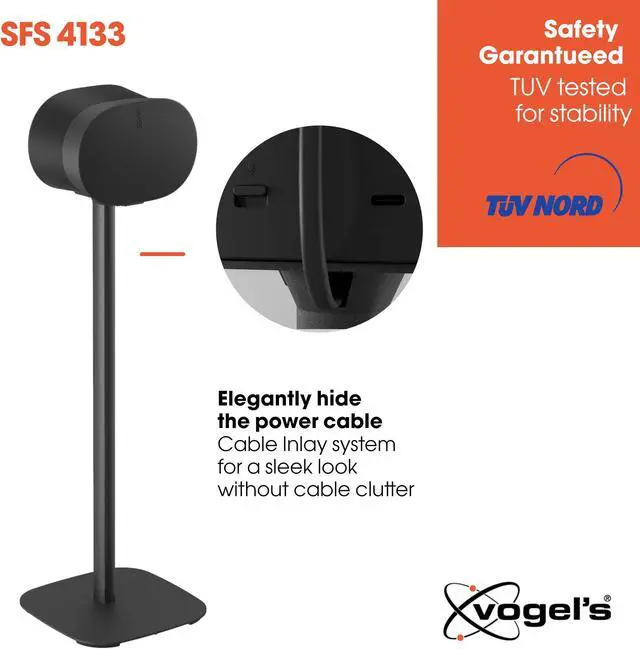 Alt view image 4 of 5 - Vogel's SFS 4133 Speaker Floor Stand for Sonos ERA 300, Cable Inlay System, Height: 32,3 inch (82 cm), Max. 11 lbs (5 kg), Black, 1 Floor Stand