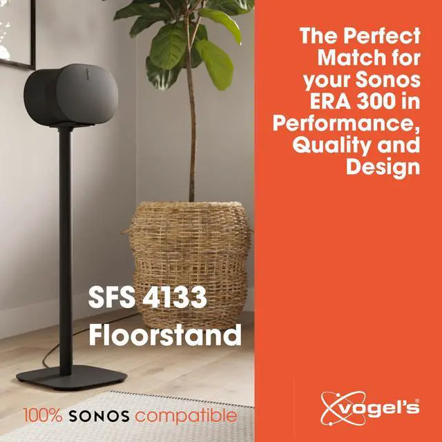 Alt view image 2 of 5 - Vogel's SFS 4133 Speaker Floor Stand for Sonos ERA 300, Cable Inlay System, Height: 32,3 inch (82 cm), Max. 11 lbs (5 kg), Black, 1 Floor Stand
