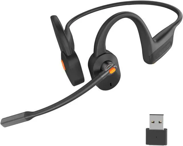 Main image of Blue Air Open Ear Bluetooth Headphones with Mic, Wireless Computer Headset with Mic for Work, Noise Cancelling Headphones with Microphone for Work, Open-Ear Headset (Black, Headset+Dongle)
