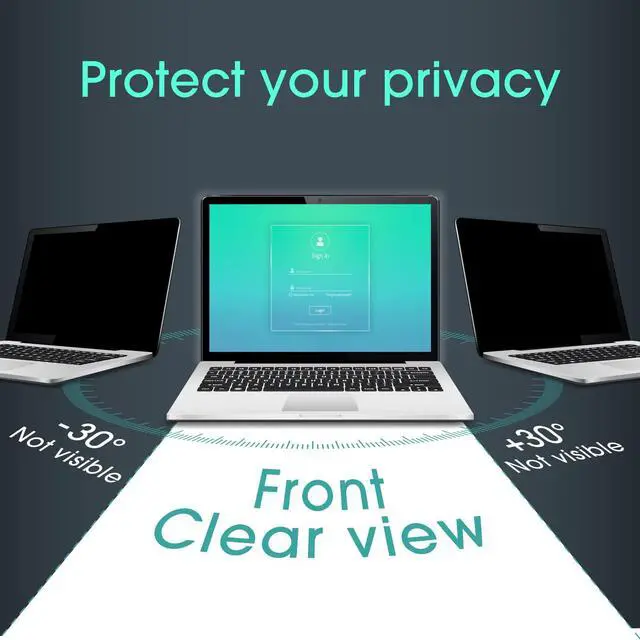 Alt view image 3 of 5 - BELLEMOND 15.6 Inch 16:9 Laptop Privacy Screen Filter - Computer Monitor Privacy Shield with 3 Types of Installation - Reversible Anti-Slip Screen Protector with Anti Glare & Blue Light Reduction