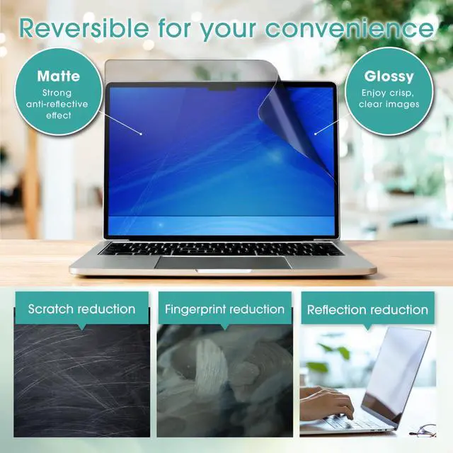 Alt view image 5 of 5 - BELLEMOND 15.6 Inch 16:9 Laptop Privacy Screen Filter - Computer Monitor Privacy Shield with 3 Types of Installation - Reversible Anti-Slip Screen Protector with Anti Glare & Blue Light Reduction