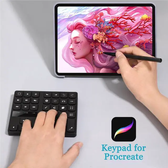 Alt view image 5 of 5 - 35 Keys Mini Drawing Keyboard, One Handed Ergonomic Drawing Keyboard, with 250mah Lithium Ion Battery, USB Keyboard for OS for OS X