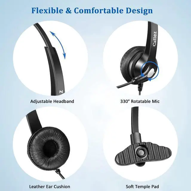 Alt view image 3 of 5 - USB Headset with Microphone for PC, Computer Headset with Microphone Noise Cancelling & Mute for Mac Laptop, Wired USB Headphones for Call Center Office Classroom Skype Zoom