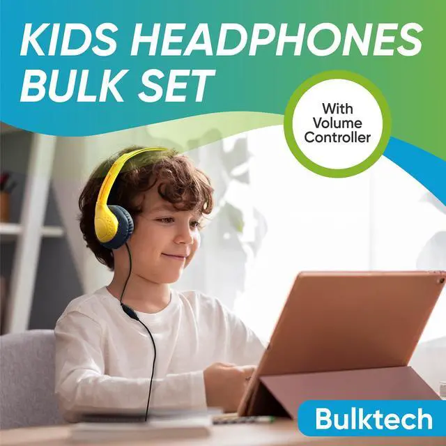 Alt view image 2 of 5 - 10 Pack Bulk Wired On-Ear Leather Headphones with 3.5mm Connector and Remote Control for Volume, Black