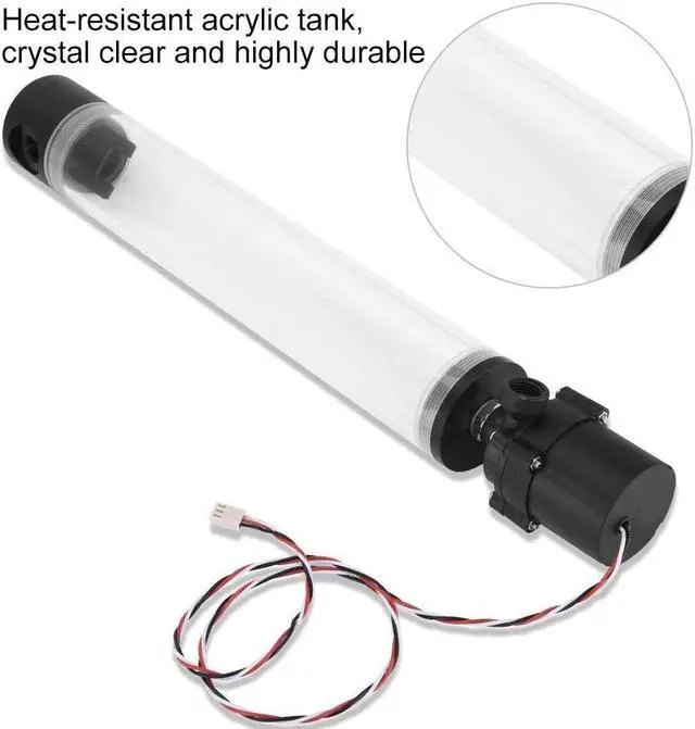 Alt view image 4 of 5 - 19W 12v CPU Water Cooling Pumpe Reservoir DIY Combo, 800L/H, G 1/4" Thread Port, PC CPU Water Cooling System Heat Exchanger Tool, Transparent Acrylic Material, Easy Install(300mm)