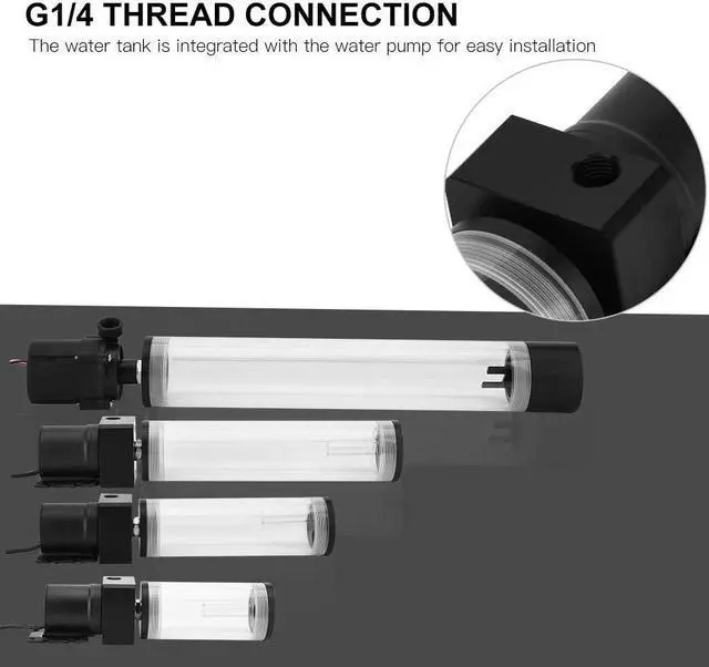 Alt view image 5 of 5 - 19W 12v CPU Water Cooling Pumpe Reservoir DIY Combo, 800L/H, G 1/4" Thread Port, PC CPU Water Cooling System Heat Exchanger Tool, Transparent Acrylic Material, Easy Install(300mm)