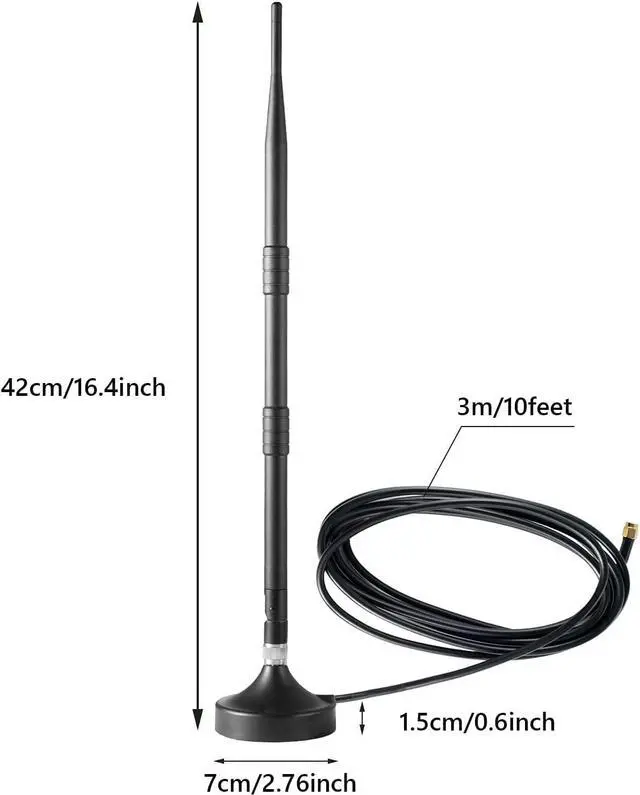 Alt view image 3 of 5 - 8dBi Indoor 915MHZ Magnet Base Long-Range Cellular LoRa Gateway Antenna with 3M/10FT Cable for Helium Hotspot RAK MNTD Nebra Bobcat 300 SenseCAP M1 SyncroB.it Hotspot Finestra HNT Miner, Eifagur