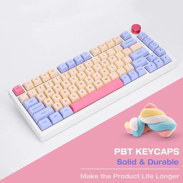 Alt view image 2 of 5 - KXRORS PBT Keycaps 132 Keys Pink Cute Keycaps Dye-Sublimation Key caps XDA Profile Keycap Set for Cherry Gateron MX Switches Mechanical Keyboards - Marshmallow Keycaps
