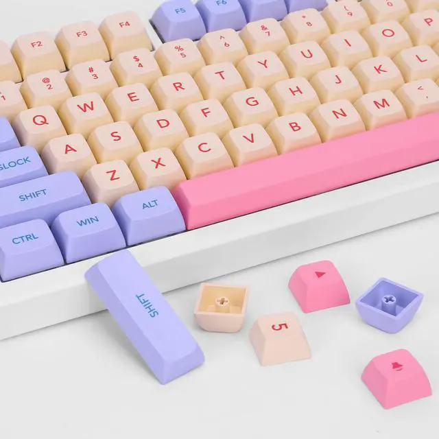 Alt view image 5 of 5 - KXRORS PBT Keycaps 132 Keys Pink Cute Keycaps Dye-Sublimation Key caps XDA Profile Keycap Set for Cherry Gateron MX Switches Mechanical Keyboards - Marshmallow Keycaps