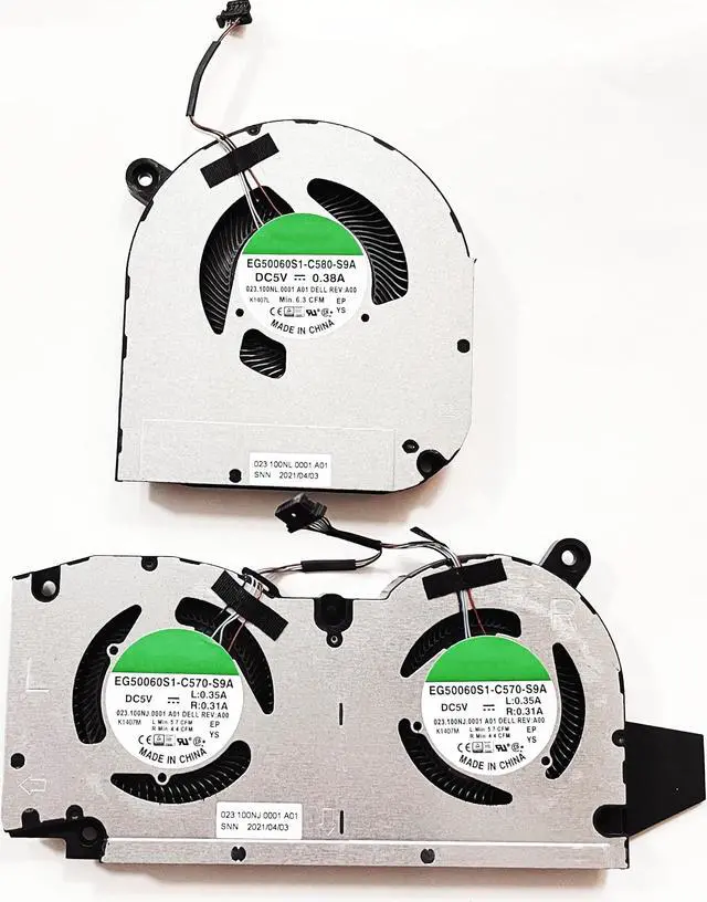 Alt view image 2 of 5 - Fleshy Leaf Replacement CPU+GPU Cooling Fan for Dell Inspiron 16Plus ins 16-7610 7610 Series EG50060S1-C580-S9A DC5V 0.38A MIN 6.3CFM 05CXK8 BNB506S5H-000P DC5V 0.39A MIN 9.8CFM 0H1YC7