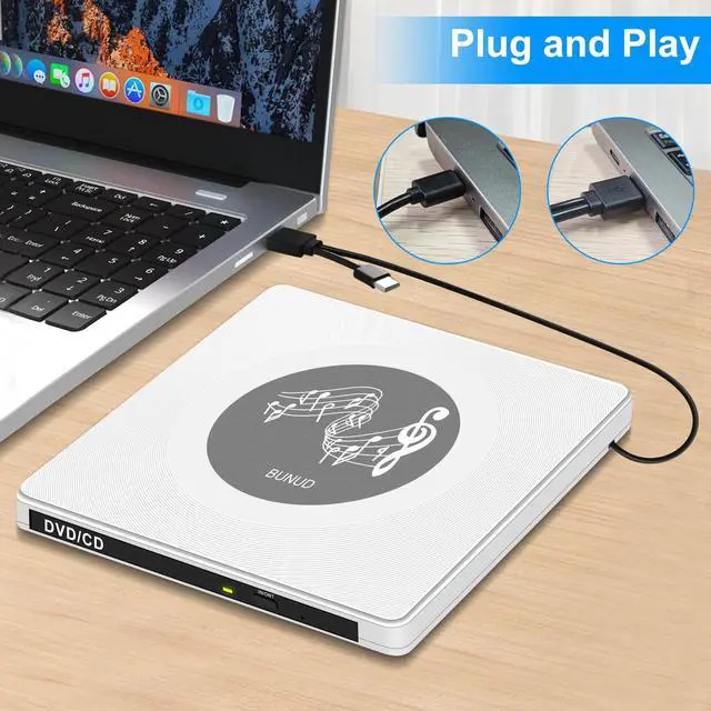 Alt view image 2 of 5 - External DVD Drive, USB 3.0 Type C CD/DVD ROM Burner +/-RW Optical Drive Ultra Slim Disk Reader Writer Portable CD/DVD Player for Laptop PC Windows 11 Mac MacBook Pro/Air Desktop Linux OS