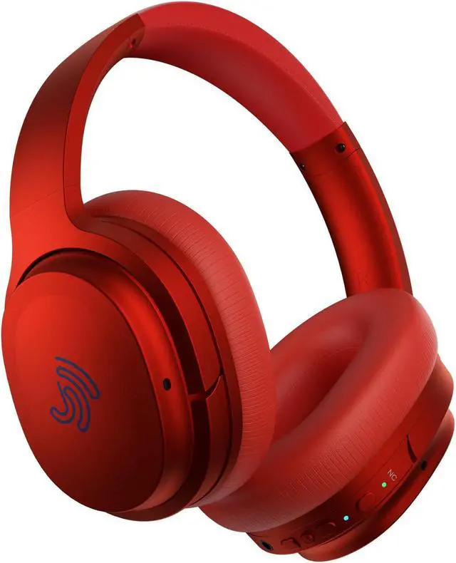 Main image of Jrumz Clarity CL01 Hybrid Active Noise Cancelling Headphones, Wireless Over Ear Bluetooth Headphones, Deep Bass, Comfort Fit Ear Pads, 40H Playtime for Home Office, Travel, Gym (Red)