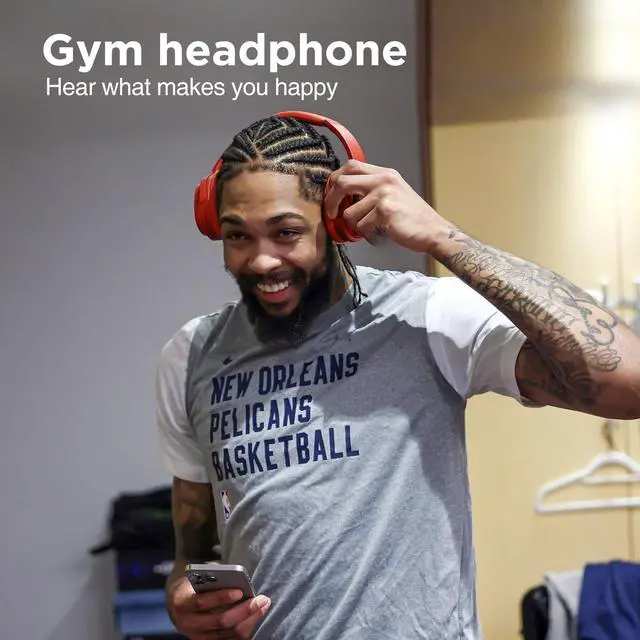 Alt view image 5 of 5 - Jrumz Clarity CL01 Hybrid Active Noise Cancelling Headphones, Wireless Over Ear Bluetooth Headphones, Deep Bass, Comfort Fit Ear Pads, 40H Playtime for Home Office, Travel, Gym (Red)