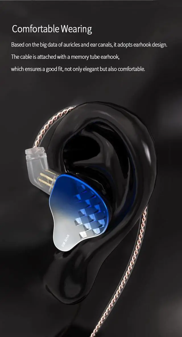Alt view image 5 of 5 - keephifi KBEAR Robin in-Ear Monitors, Stereo Wired in Ear Earphones, 1DD+4BA Hybrid HiFi Earbuds, Powerful Resolution IEM Noise Isolating Headphones for Audiophiles Musicians (NO MIC, BLUE)