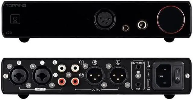 Alt view image 2 of 5 - LEAUDIO Topping L70 Full Balanced NFCA Headphone Amplifier 4Pin XLR/4.4 Balanced/6.35mm SE Output Amp with Remote Control (Black)