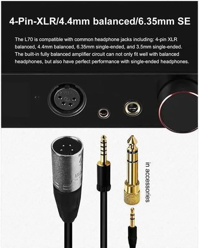 Alt view image 5 of 5 - LEAUDIO Topping L70 Full Balanced NFCA Headphone Amplifier 4Pin XLR/4.4 Balanced/6.35mm SE Output Amp with Remote Control (Black)