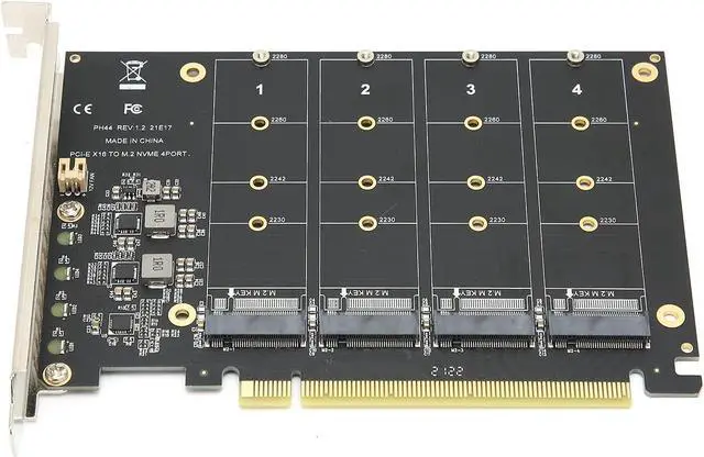 Main image of Adapter Card,4 Port M.2 NVMe SSD to PCIE X16 M Key Hard Drive Converter,Reader,Expansion Card,Supports PCIE Split or PCIE RAID Function,PCIE 3.0, 4.0 Protocol.(ph44)