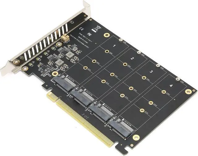 Alt view image 5 of 5 - Adapter Card,4 Port M.2 NVMe SSD to PCIE X16 M Key Hard Drive Converter,Reader,Expansion Card,Supports PCIE Split or PCIE RAID Function,PCIE 3.0, 4.0 Protocol.(ph44)
