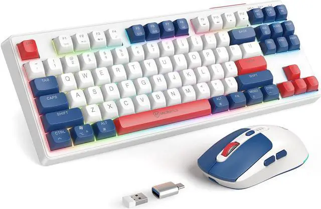Main image of 2.4G Wireless Keyboard and Mouse Combo, RGB Backlit Keyboard Mouse Set for Windows, Android & MacOS, Aesthetic Keyboard Mouse with USB & Type-C Dongle for PC Computers, Macbooks & Laptops, Blue