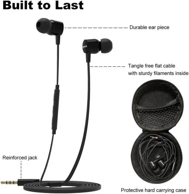 Alt view image 3 of 5 - Joymiso Tangle Free Earbuds for Kids Women Small Ears with Case Blue and Pink Bundle, Comfortable Lightweight, Flat Cable Wired Earphones with Microphone and Volume Control for Cell Phone Laptop