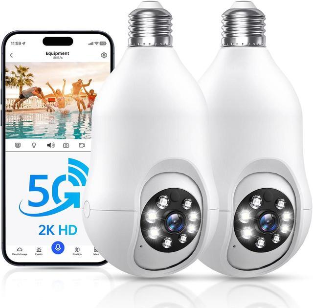 LaView 4MP Bulb Security Camera 2.4GHz, 360° 2K Security Cameras Wireless Indoor