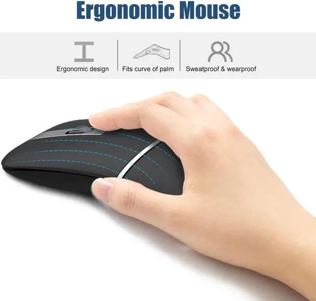 Alt view image 5 of 5 - NORMIA RITA Foldable Arc Wireless Mouse Silent Click Bluetooth 2.4GHz Dual Modes Portable Curved Mouse for Home, Office, Travel