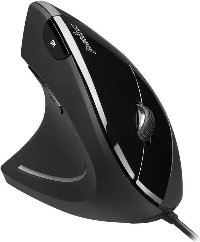 Main image of Perixx Perimice-513L Wired Vertical Ergonomic Mouse with 2 DPI, 6 Button Optical Ergo Mouse with 2 Level DPI Switch 1000 1600, Left Handed, black