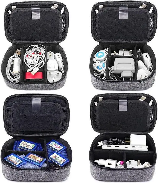 Alt view image 5 of 5 - QUENZROC USB Flash Drive Case Pink + sisma Travel Cords Organizer Universal Small Electronic Accessories Carrying Bag Grey