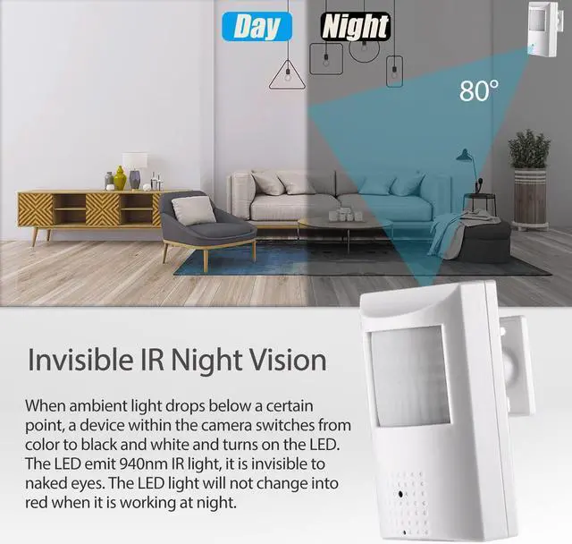 Alt view image 3 of 5 - REVODATA 5MP POE PIR IP Camera,940nm 48 LEDs IR Night Vision,3.7mm Lens POE IP Indoor Security P2P PIR CCTV Video poe pir Camera,H.265 Motion Detection (IPIR-P-HS White)