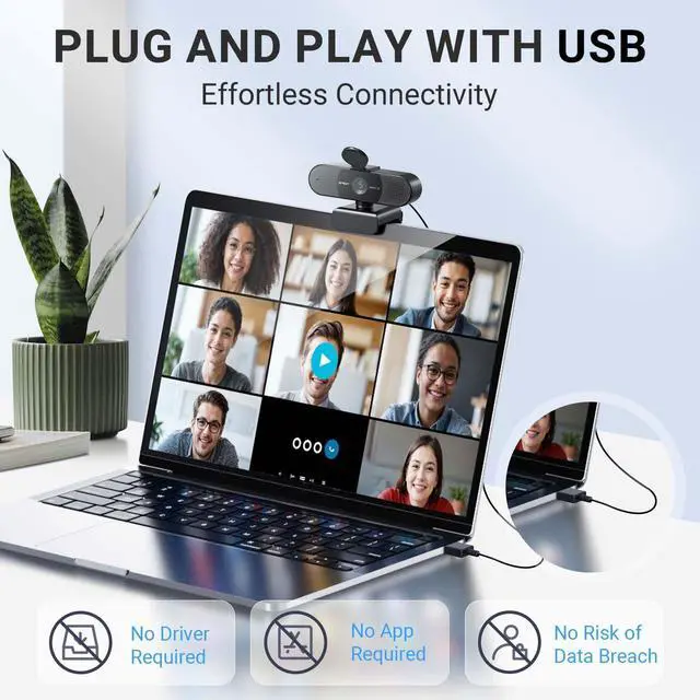 Alt view image 4 of 5 - EMEET 2024 Upgraded C960 Webcam, Autofocus, 73deg View Angle, Computer Camera w/Privacy Cover and Microphone, 1080P HD Webcam for PC, Plug and Play USB Webcam for Video Calling/Zoom/Skype/Teams/Webex