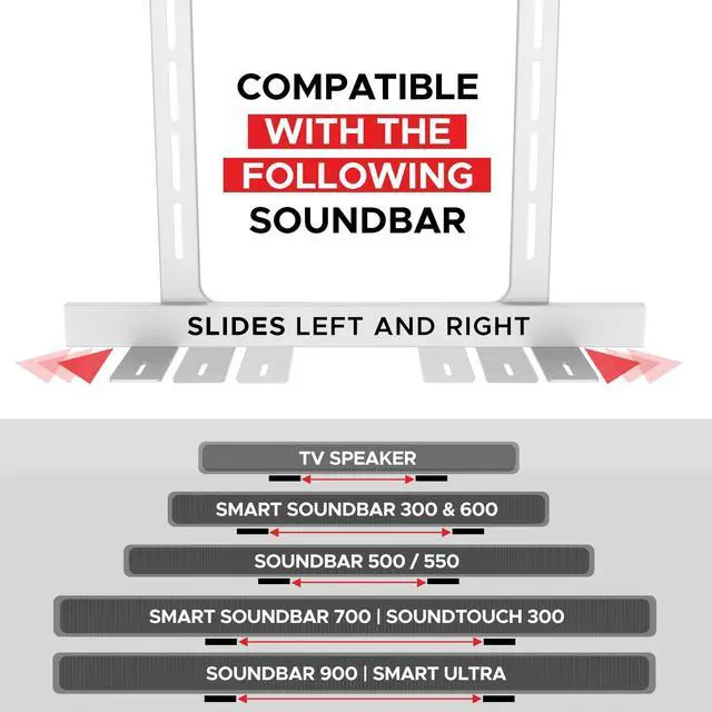 Alt view image 2 of 5 - Universal Under TV Mount, White, Compatible with Bose Smart Soundbar 300/500/550/600/700/900/Ultra, TV Speaker, Soundtouch 300 - Invisible Once Fitted, Fast & Easy Way to Mount Your Sound Bar