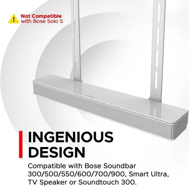 Alt view image 5 of 5 - Universal Under TV Mount, White, Compatible with Bose Smart Soundbar 300/500/550/600/700/900/Ultra, TV Speaker, Soundtouch 300 - Invisible Once Fitted, Fast & Easy Way to Mount Your Sound Bar